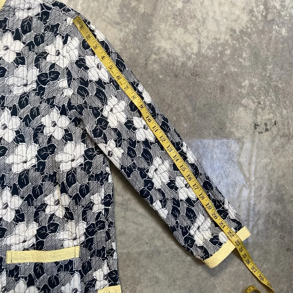 Provence Damour Reversible Jacket Womens XL Yellow Floral Quilted Cotton